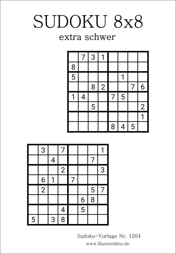 Sudoku 8x8 sehr schwer download