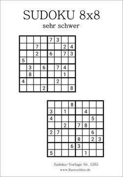 Sudoku 8x8 sehr schwer kostenlos drucken