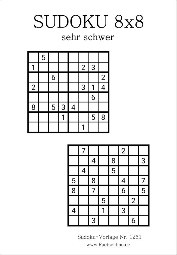 Sudoku 8x8 sehr schwer
