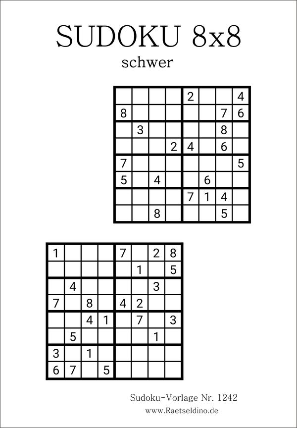 Sudoku 8x8 zum Ausdrucken