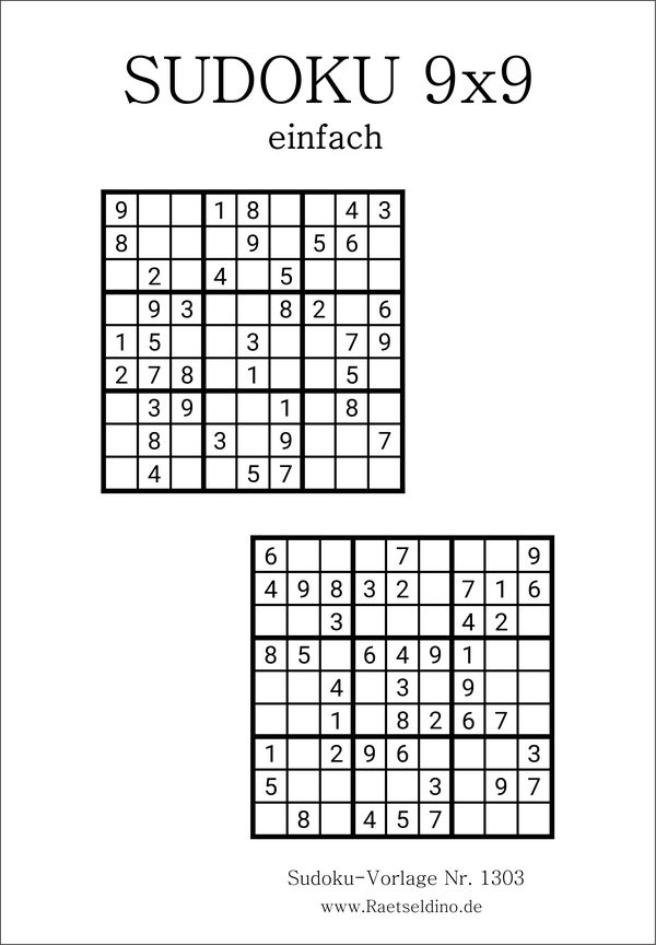Sudoku 9x9 einfach kostenlos