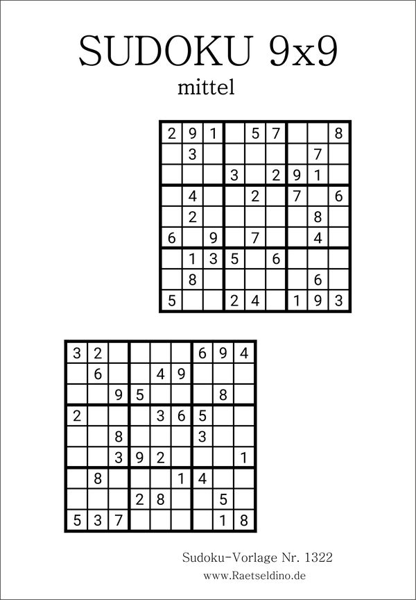 Sudoku 9x9 mittel gratis drucken