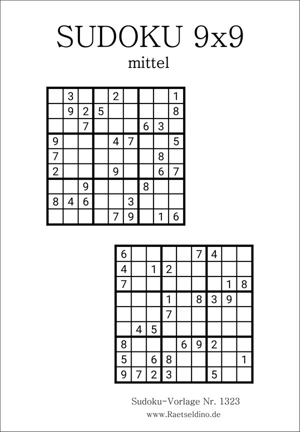 Sudoku 9x9 mittel kostenlos