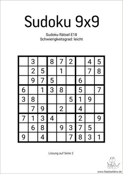 ganz leichtes Sudoku mit Lösung
