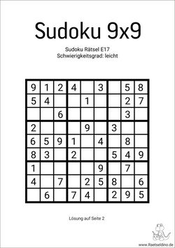 leichtes Sudoku mit vielen Zahlen zum Drucken