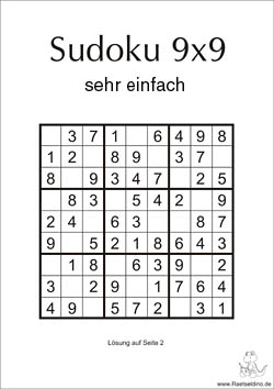 Sudoku zum Ausdrucken - sehr einfach