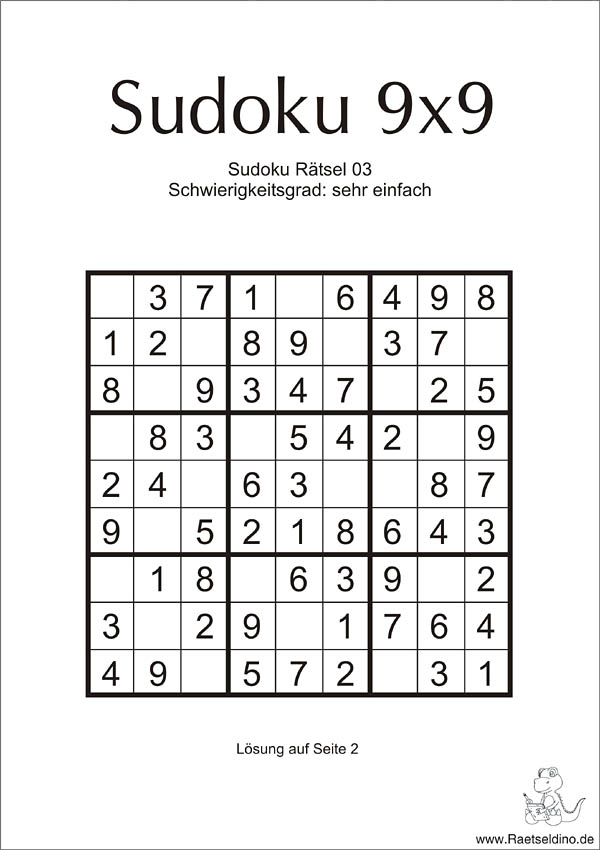 Sudoku sehr einfach