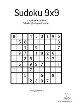Sudoku 9x9 leicht zum Drucken