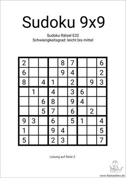 Sudoku einfach kostenlos drucken PDF-Vorlage