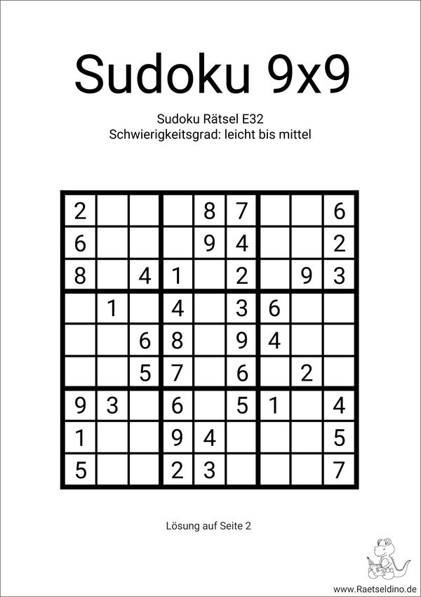 Sudoku einfach kostenlos zum Ausdrucken