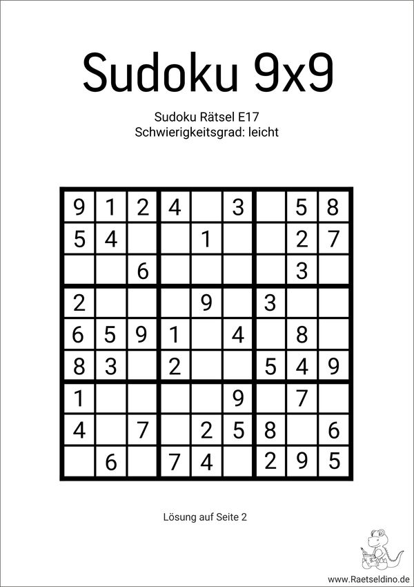 Sudoku leicht mit vielen Zahlen