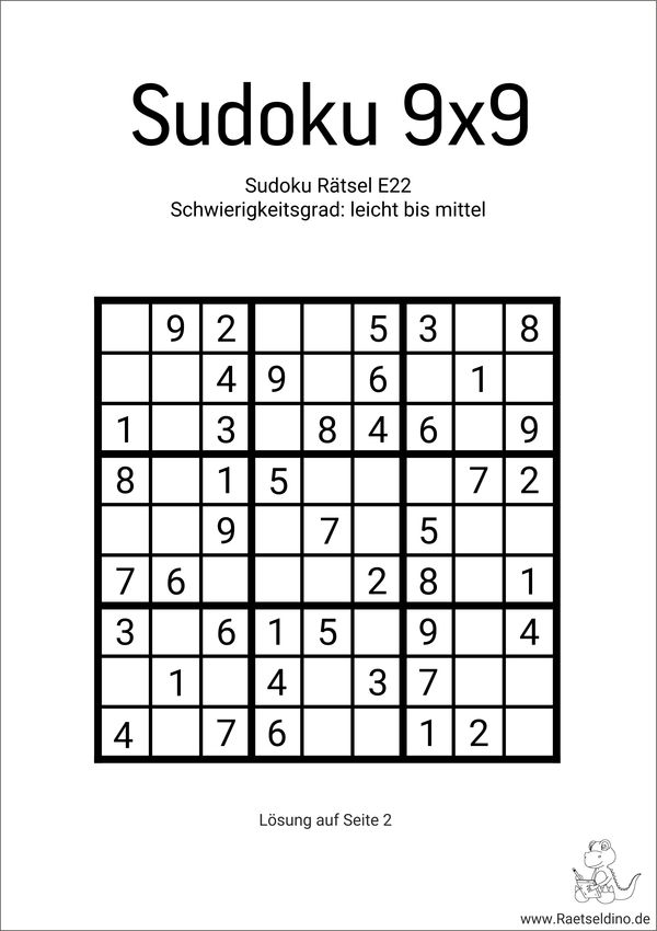 Sudoku leicht mittel mit Lösung drucken