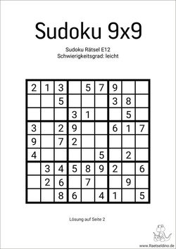 Sudoku leicht zum Drucken PDF Vorlage