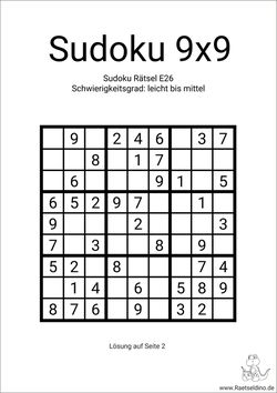 Sudoku leichtes Rätsel ausdrucken mit Lösung