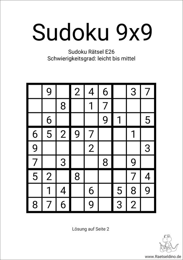 Sudoku leichtes Zahlenrätsel ausdrucken