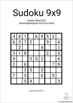 Sudoku Vorlage leicht bis mittel Ausdrucken-pdf