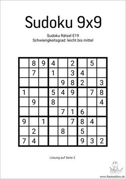 Sudoku Vorlage leicht bis mittel ausdrucken