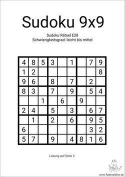 Sudoku Vorlage symmetrisch