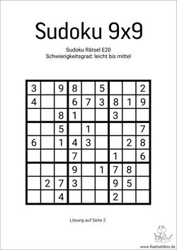 Sudoku 9x9 leicht mittel zum Drucken
