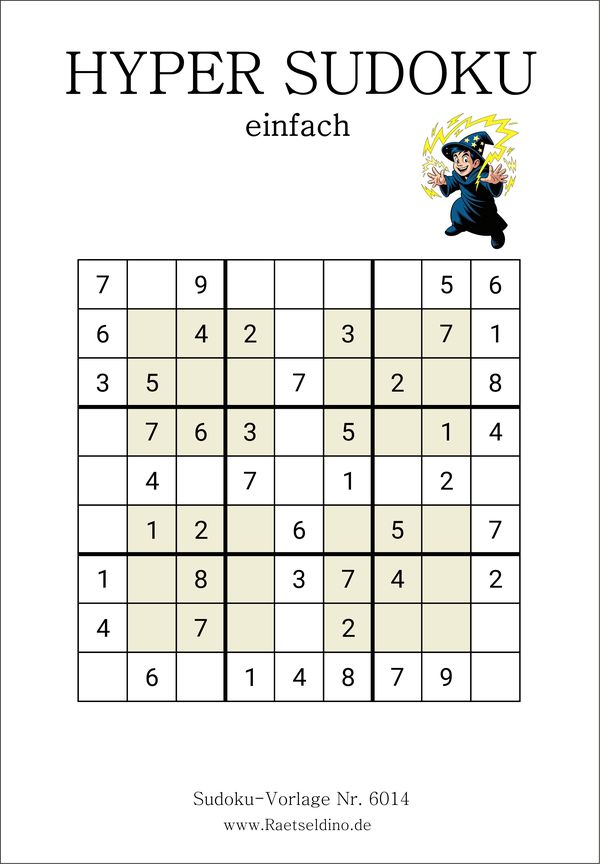 Hyper Sudoku einfach drucken mit Lösung