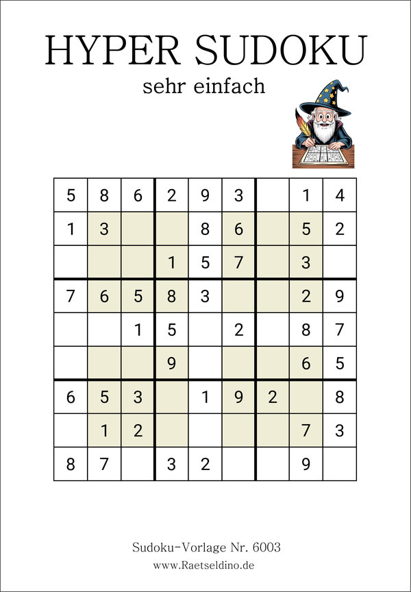 Hyper Sudoku sehr einfach zum Ausdrucken