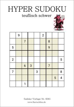 Hyper Sudoku teuflisch schwer mit Lösung