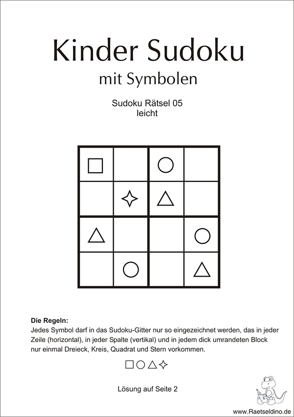 Kinder Sudoku leicht mit Symbolen