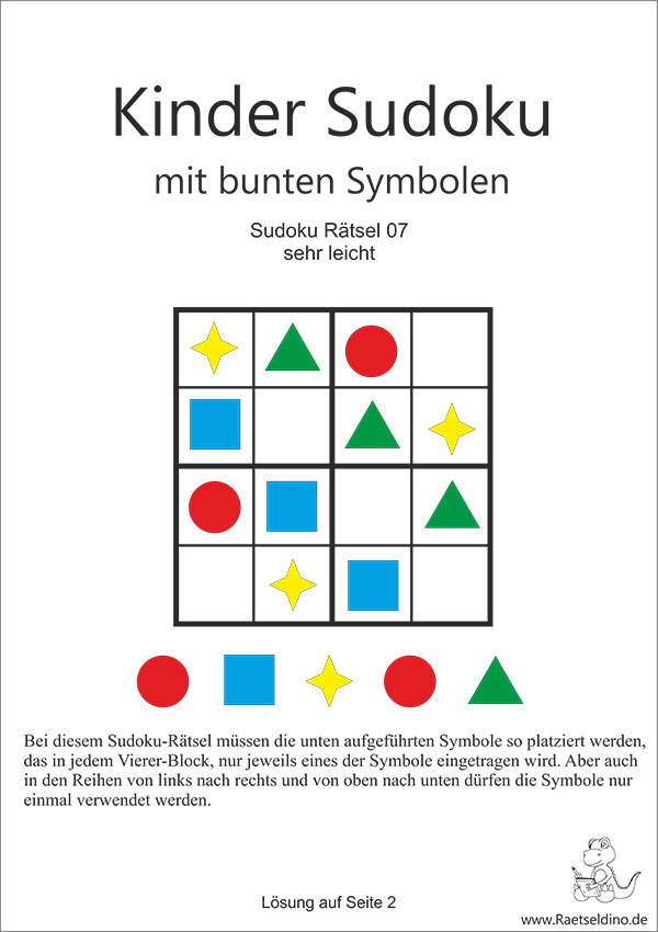 Sudoku für Kinder mit bunten Symbolen