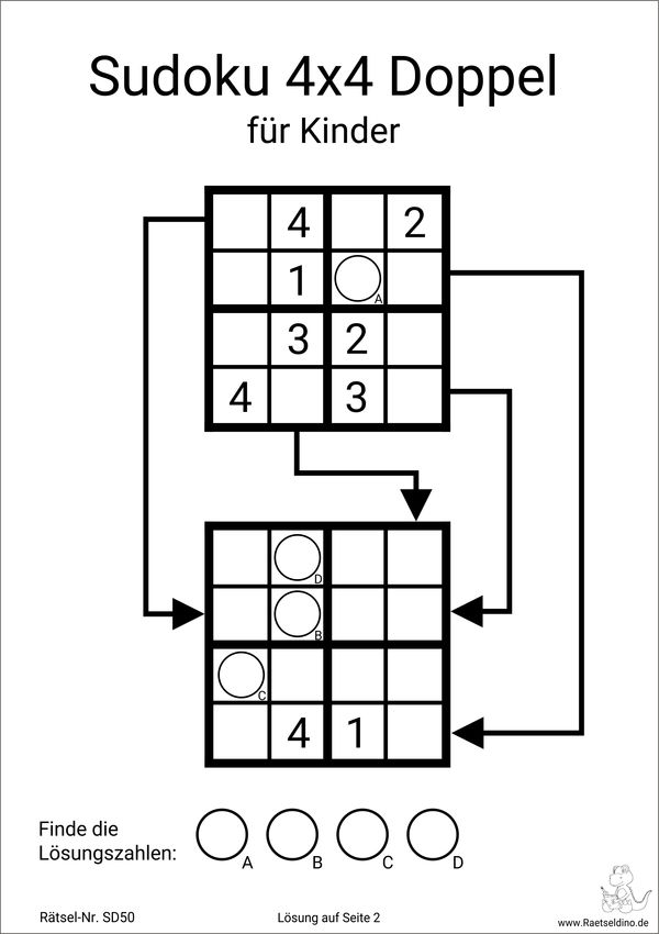 Kinder Sudoku 4x4 doppel