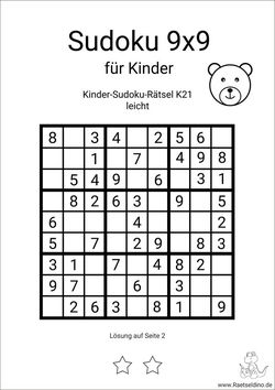 Kinder Sudoku 9x9 leicht