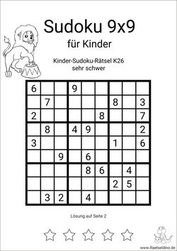 Kinder Sudoku ab 12 Jahren sehr schwer