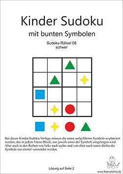 Kostenlose Kinder Sudoku mit bunten Symbolen - schwer