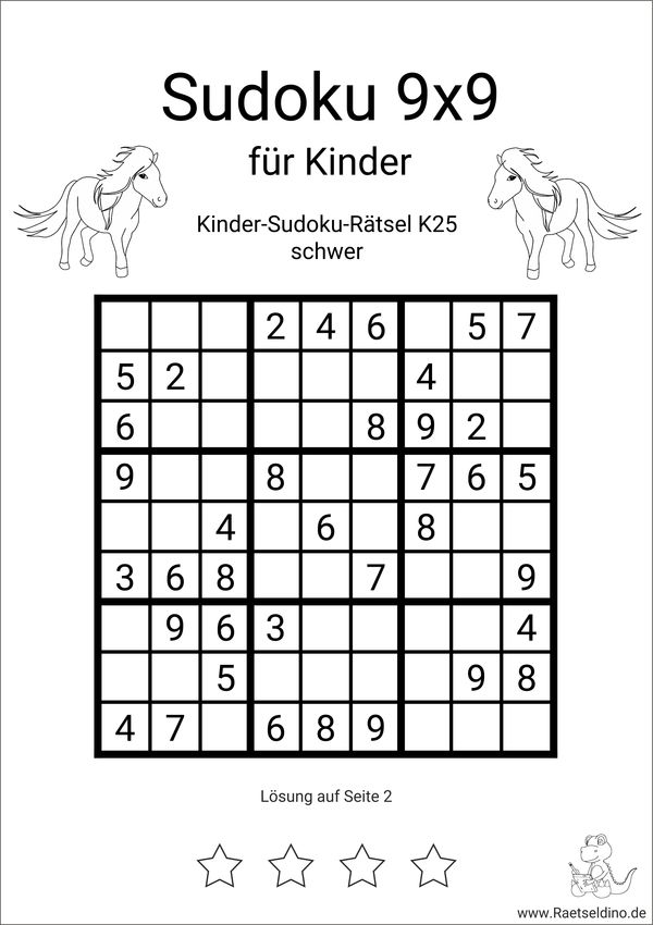 Kinder Sudoku 9x9 Schwer
