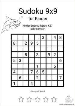 Kinder Sudoku sehr schwer kostenlos