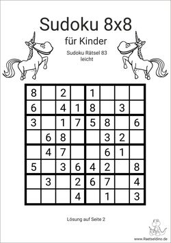 Sudoku 8x8 leicht kostenlos drucken