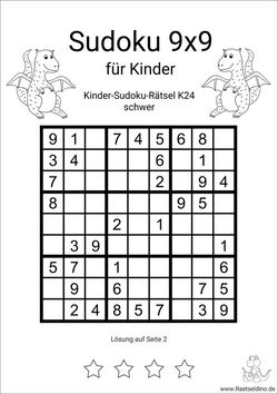 Sudoku für Jungen und Mädchen schwer