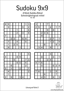 4 Stück Sudoku Vorlagen