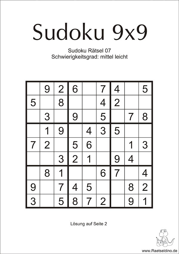 Sudoku Vorlage - mittel leicht - Japanisches Rätsel