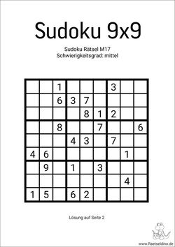 Sudoku 9x9 mit Lösungen zum Drucken kostenlos