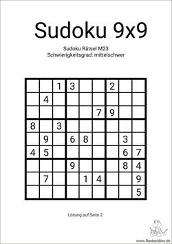 sudoku 9x9 mittel-schwer