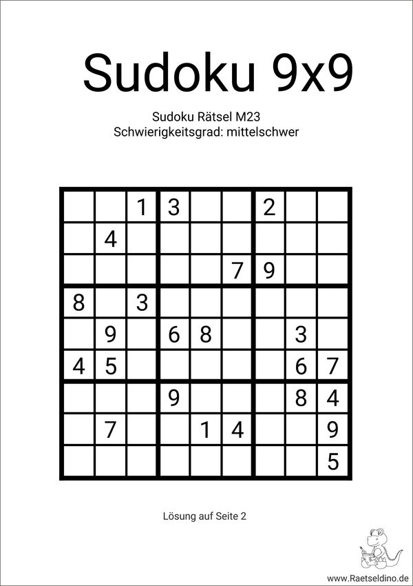 Sudoku 9x9 mittelschwer