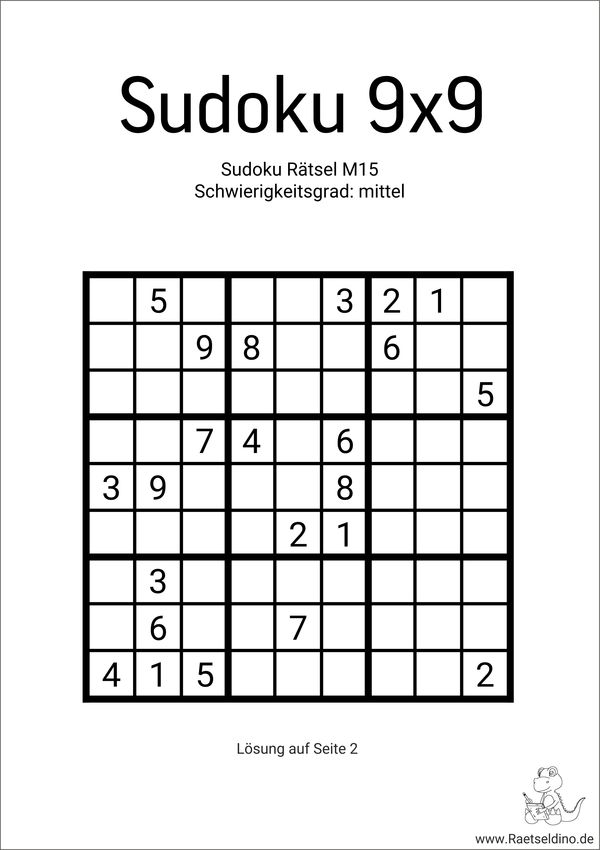Sudoku 9x9 Vorlage kostenlos
