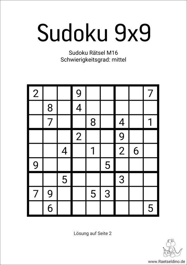 Sudoku 9x9 Vorlage zum Ausdrucken
