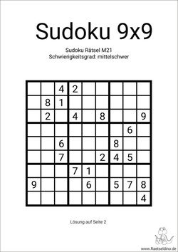 Sudoku 9x9 mittelschwer ausdrucken