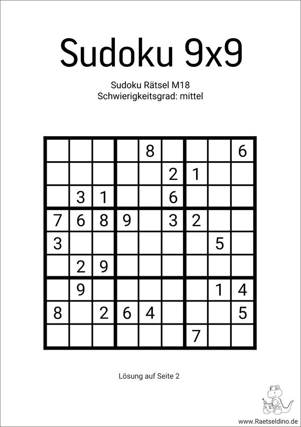 Sudoku Stufe mittel zum Ausdrucken