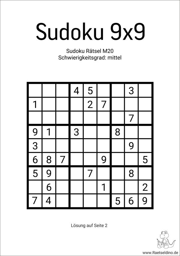 Sudoku zum Ausdrucken mittel