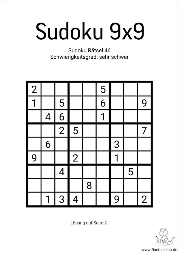 9x9 Sudoku Zahlenrätsel schwer