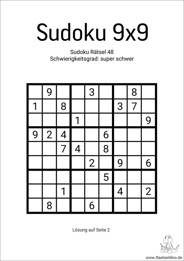 9x9 super schwer Sudoku zum Ausdrucken
