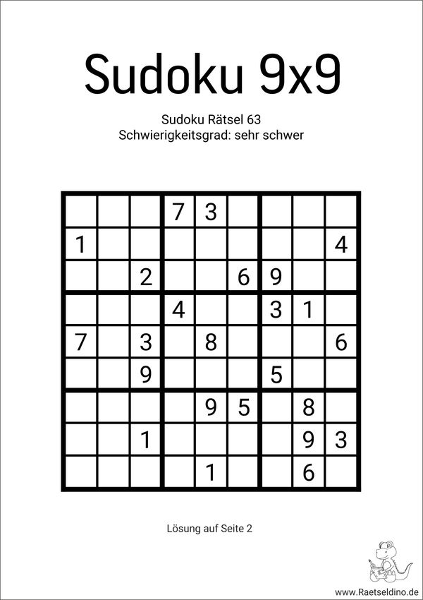 Freie Sudoku 9x9 sehr schwer PDF drucken