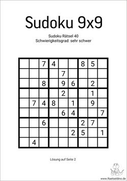 freie Sudoku sehr schwer